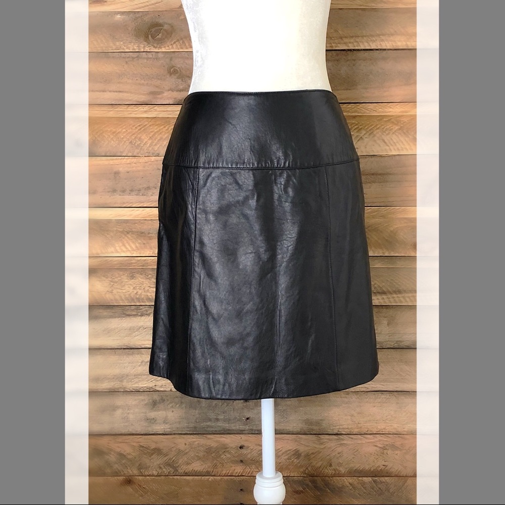 Lord & Taylor black leather mini skirt